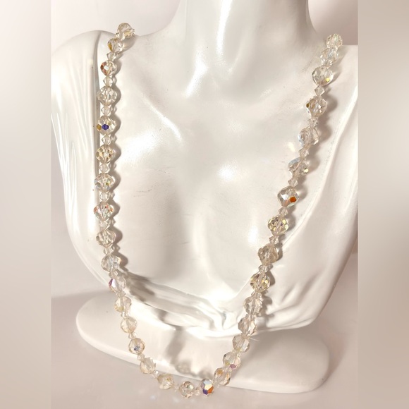 Vintage 1950s aurora borealis crystal bead necklace - Picture 3 of 6